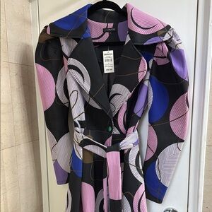 Multicolor Geometric Women's Jacket Dress